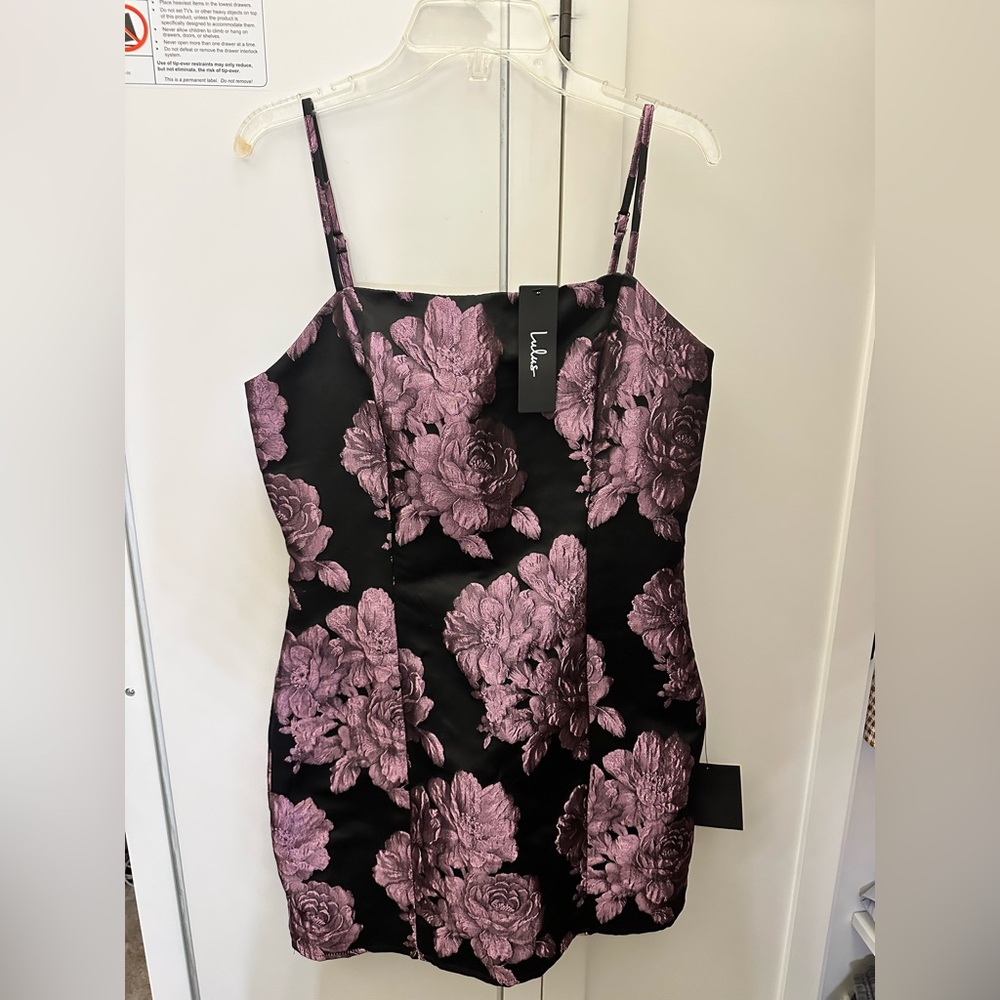 Lulus Black and Purple Floral Dress